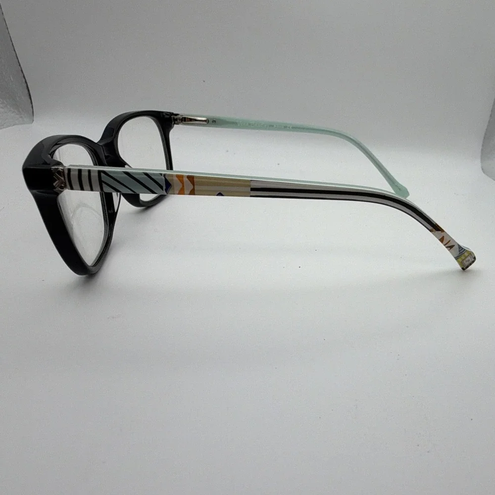 Vera Bradley Desert Patchwork DSP Eyeglass Frames 46-15-125 Black Aqua w/ Case